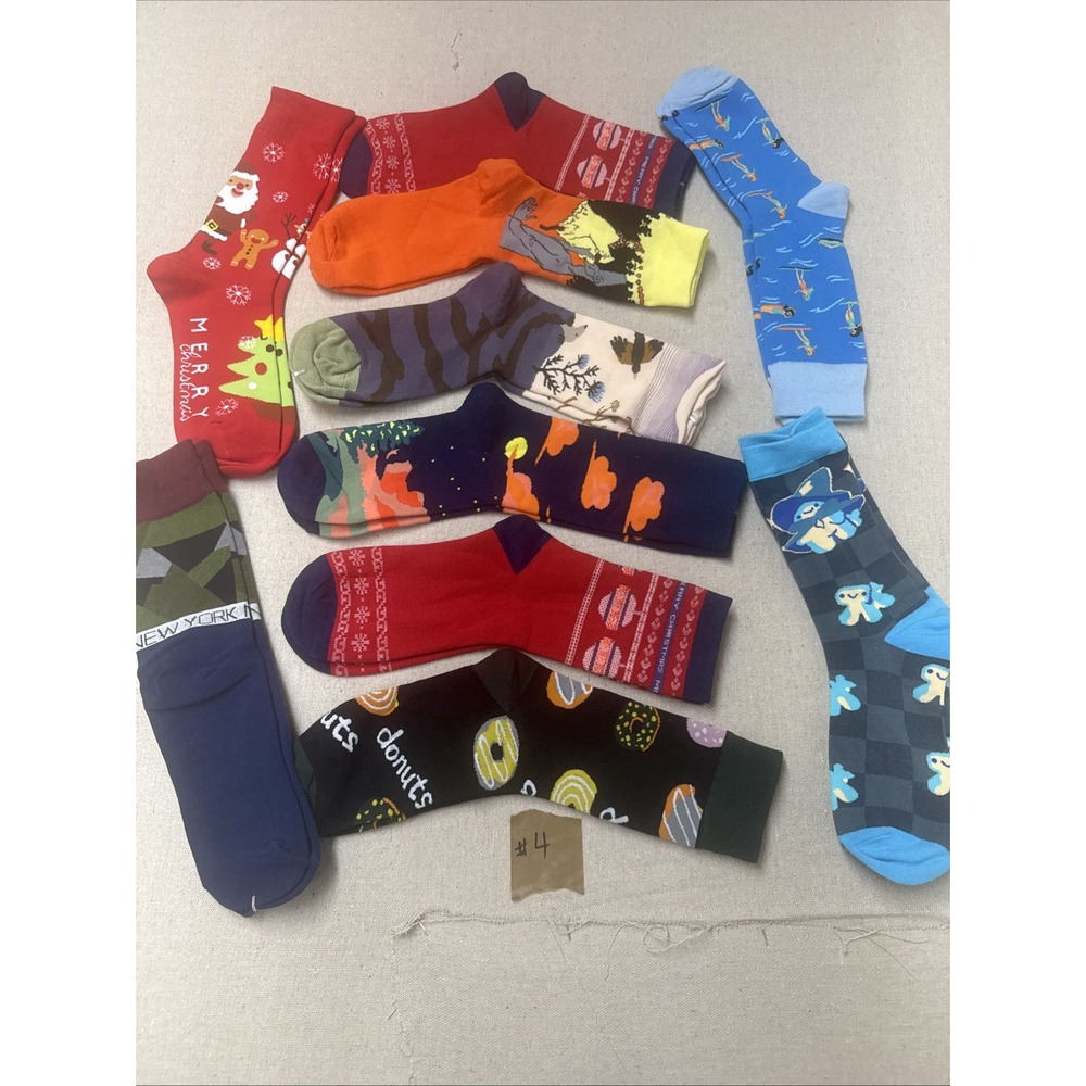 10 Pairs Novelty Crew Socks Mixed Designs EU 36–42 US Women's 6–10 New #4